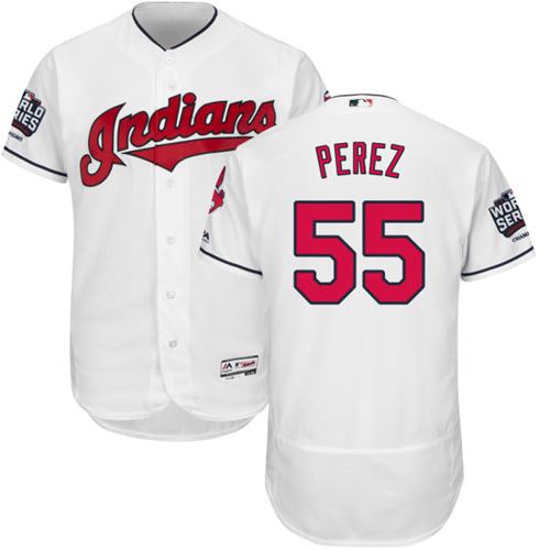 Indians #55 Roberto Perez White Flexbase Authentic Collection 2016 World Series Bound Stitched MLB Jersey - Click Image to Close